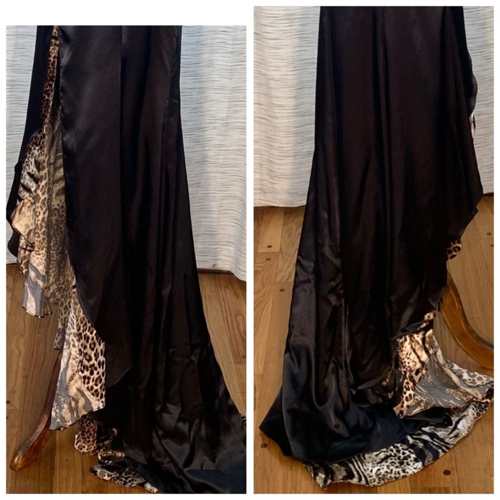 Alyce Designs Black and Brown with Leopard Print Asymmetrical Dress - Picture 13 of 15